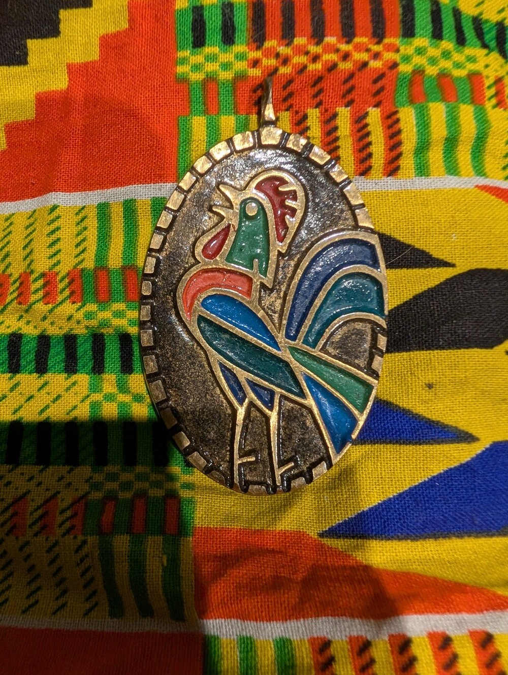 Colorful Rooster Enamel Pendant Necklace - Multicolor